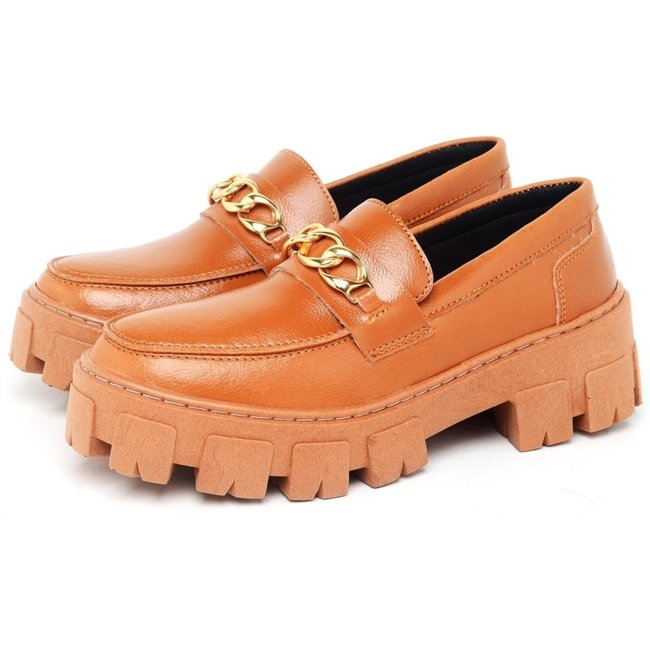 Sapato Feminino Mocassim Okford DUBUY 1413FG Caramelo