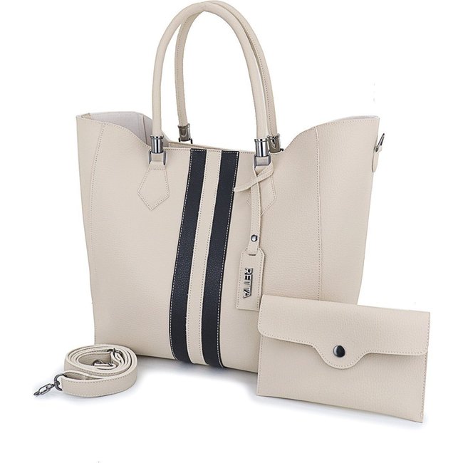 Bolsa Feminina Saco Transversal e de Mão Retta Oficial Marfim e Preto
