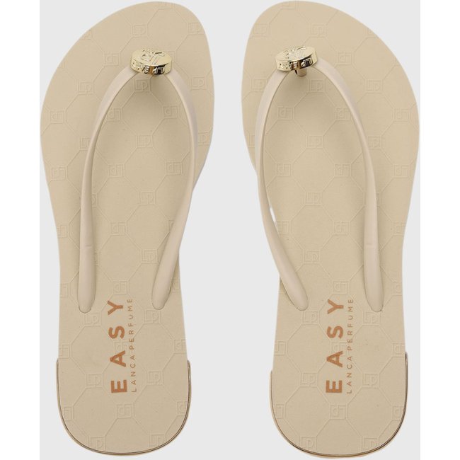 Chinelo Feminino Lança Perfume Detalhe Metálico Bege
