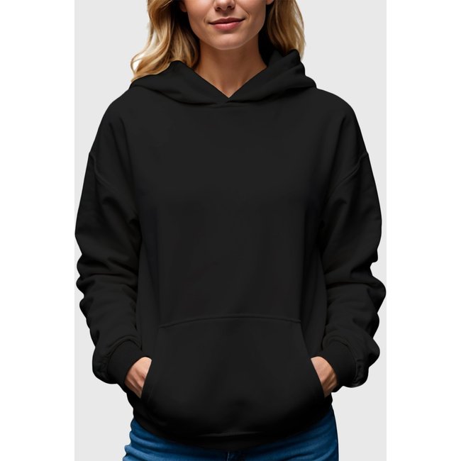 Moletom Canguru Feminino Flanelado Com Capuz Preto Benellys