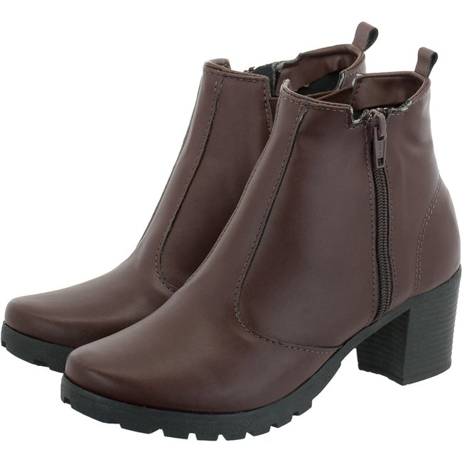 Bota Coturno Cano Curto Salto Medio Grosso Café