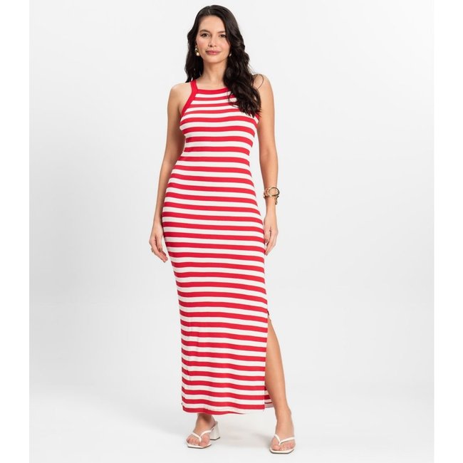 Vestido Midi Feminino em Ribana de Viscose Rovitex Vermelho