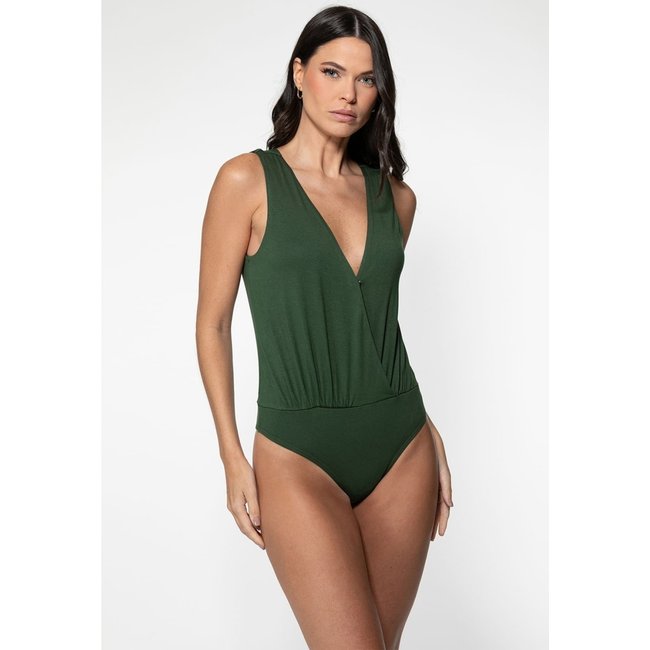 Body Guess Malha Transpassado Verde Escuro
