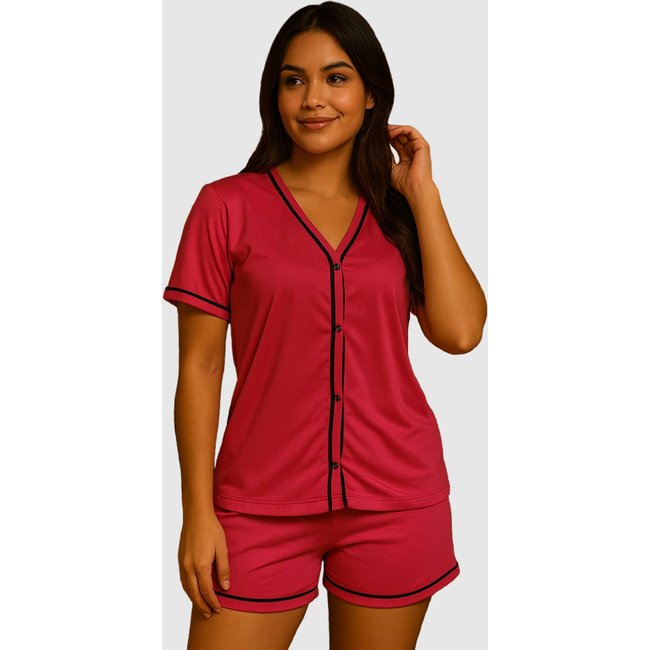 Pijama Tetê Variedades Blogueira Manga Curta Conjunto Feminino Americano Conforto para Dormir Rosa