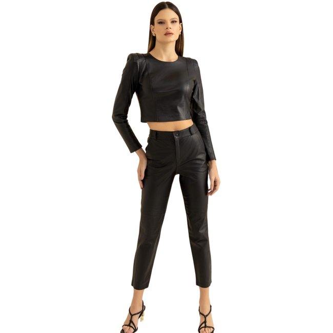 Calça de Couro JVL Clochard Preta