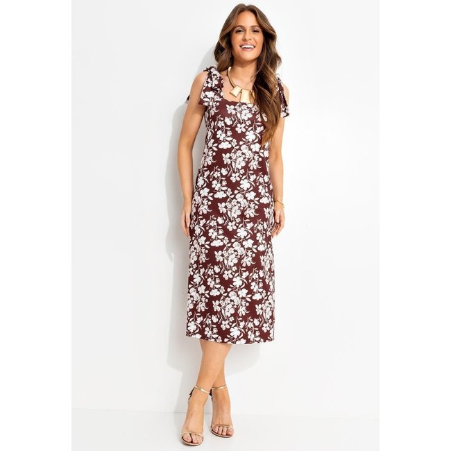 Vestido Em Malha Fria Floral Pincelado Quintess