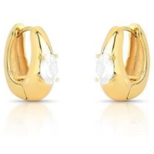 Infantil - Brinco Argola Arredondado com Detalhe Cristal Semijoia Banhado a Ouro 18K Ania Store