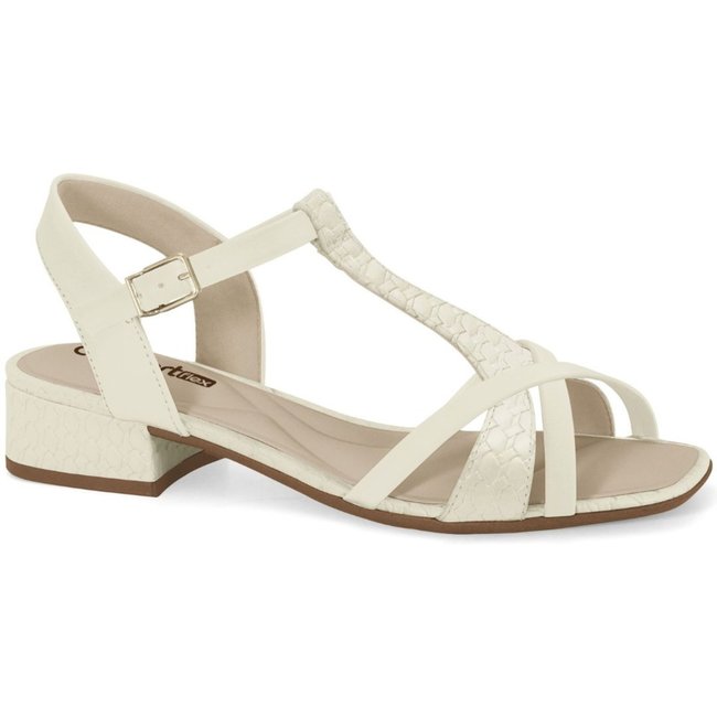 Sandália Feminina Salto Baixo Creme Comfortflex 2555407-5