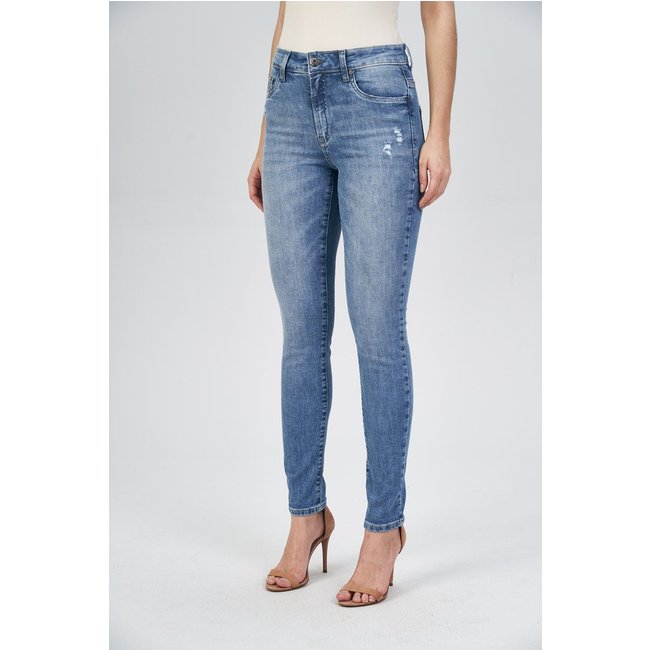 Calça Jeans Skinny Detalhe Puído Feminina Acostamento