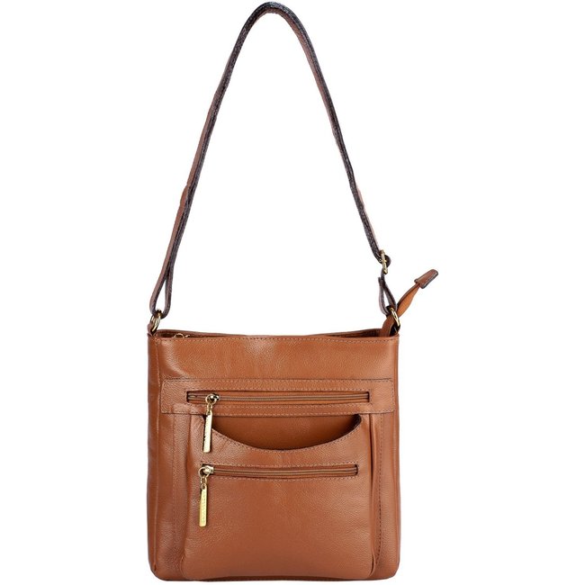 Bolsa tiracolo em couro liso Thais - Whisky
