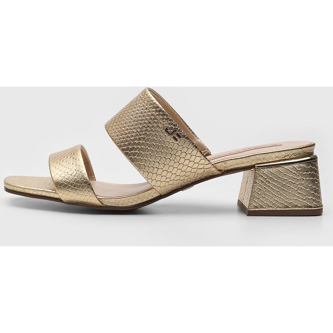 Tamanco Jorge Bischoff de Couro Croco Dourado