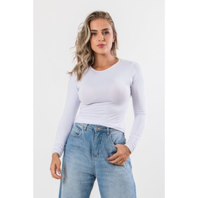 Blusa Manga Longa Segunda Pele Romantic Diluxo Branco