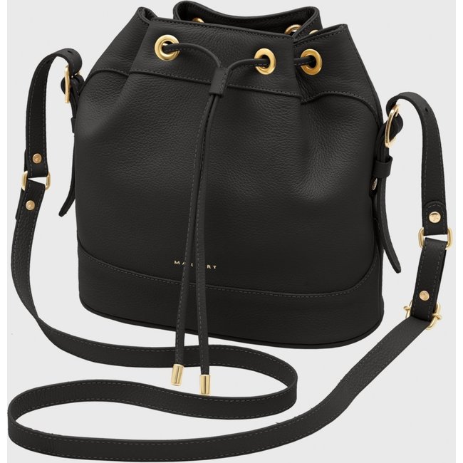 Bolsa Bucket Transversal Couro Mariart Chia Preta