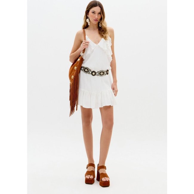 Vestido Curto De Alças Com Babados Lança Perfume