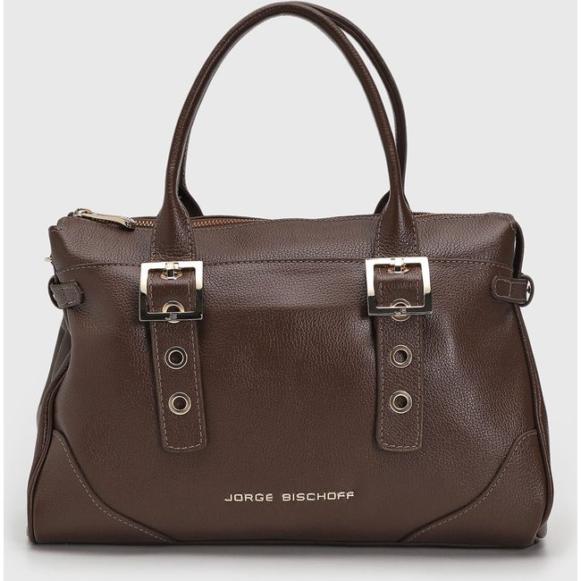 Bolsa Feminina Jorge Bischoff Grande Detalhe Fivela Marrom