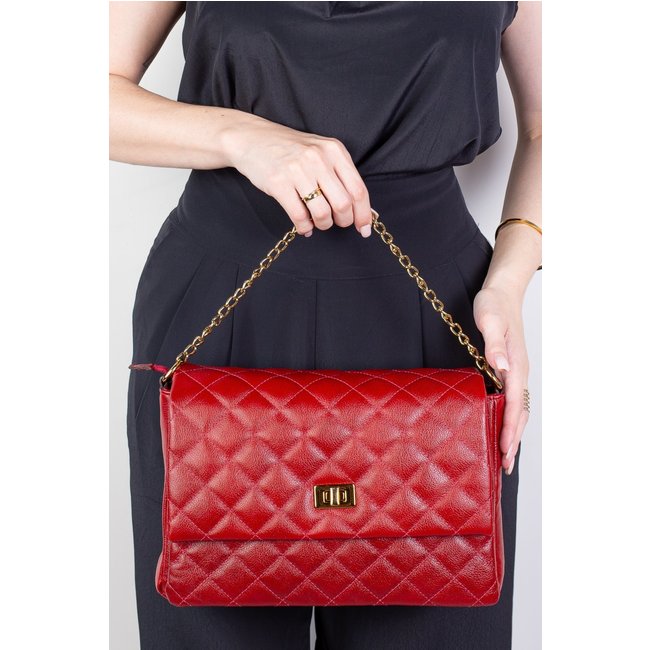 Bolsa Andrea Vinci Grande De Couro Matelassê Giorgia - Vermelho