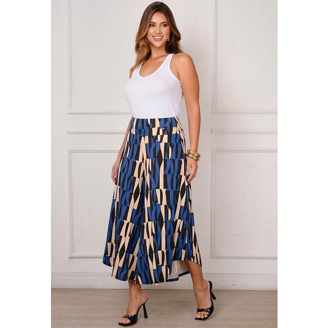 Calça Pantacourt com Cós BBonnie Noemi Geo Azul