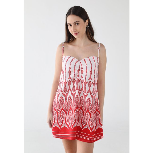 Vestido Feminino FARM Curto Estampa Vermelho