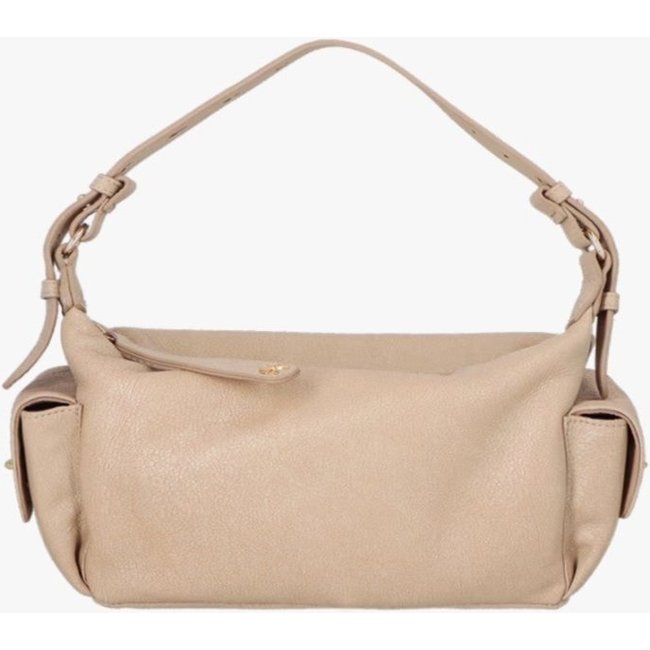 Bolsa Pequena Utilitária Em Couro Bege