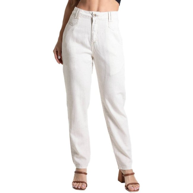 Calça Linho Sawary Mom - 281511 - Bege - Sawary
