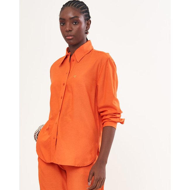 Camisa Colcci Iconic Bordado Pr26 Laranja Feminino