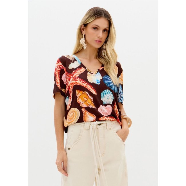 Blusa Decote V Estampada Lança Perfume