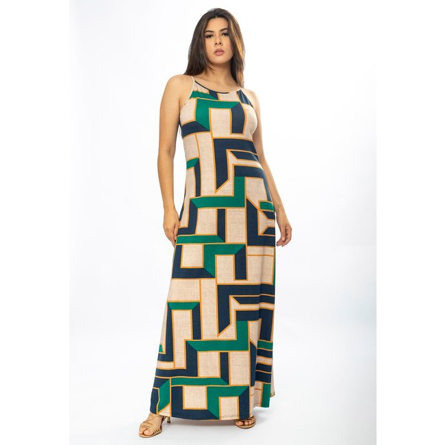 Vestido Longo Cabanafree Malha Trapézio Chapada de Areia