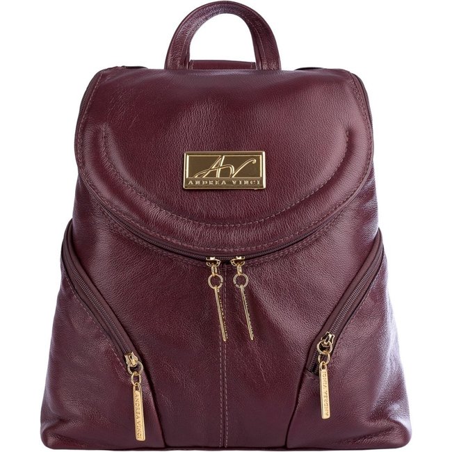 Mochila pequena de couro liso Cecília - Marsala