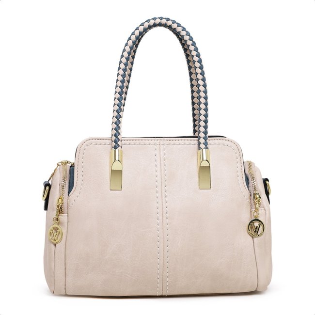 Bolsa Baú Média Luxuosa De Mão Feminina Transversal De Ombro - Bege