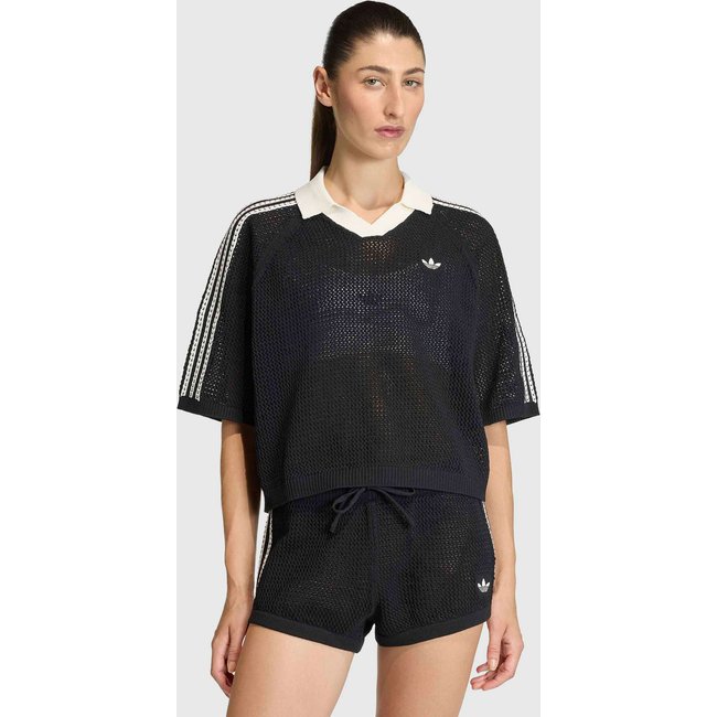 Camisa Feminina adidas Originals Crochet Polo Preta