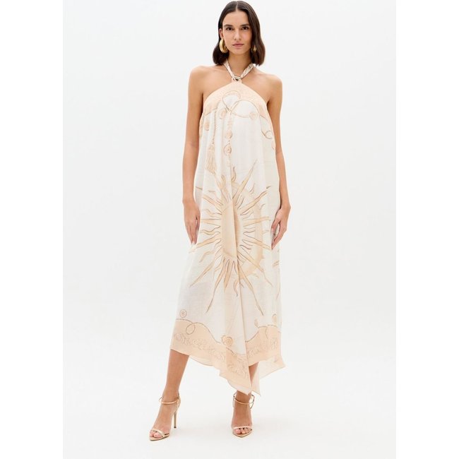 Vestido Super Midi Frente Única Estampado Lança Perfume
