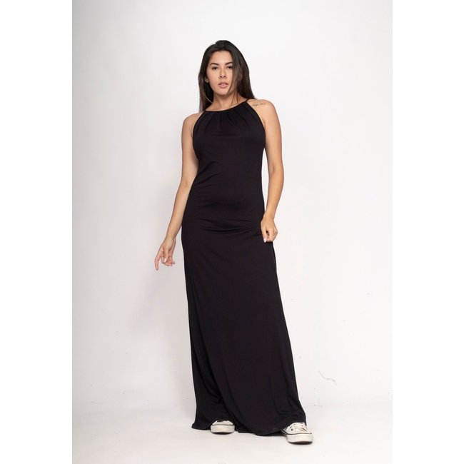 Vestido CabanaFree Longo Eirapuã Malha Trapézio Preto