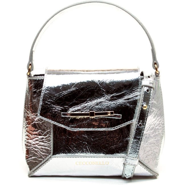 Bolsa Aurora Couro Prata Cecconello C2952-2