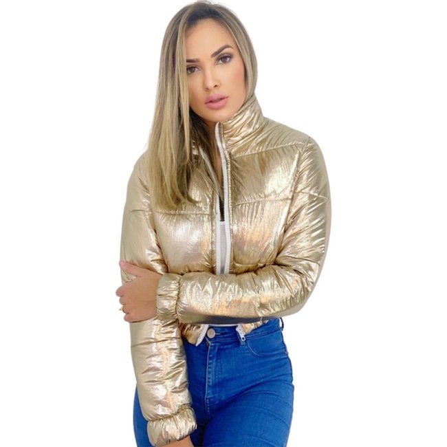 Jaqueta Puffer Metalizada Dourado Metalizada
