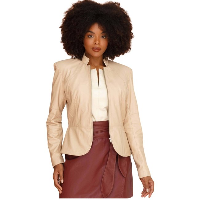 Blazer de Couro JVL Iris Pelica Blush