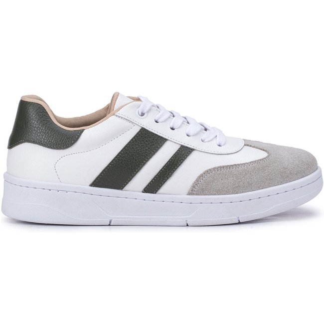 Tênis Feminino Bella Nina Couro Casual Confortável Moderno Caminhada Branco Com Preto