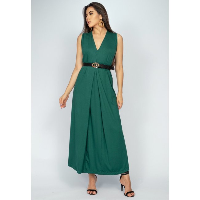 Vestido Longo Acará Malha Amazonia Vital Verde Musgo