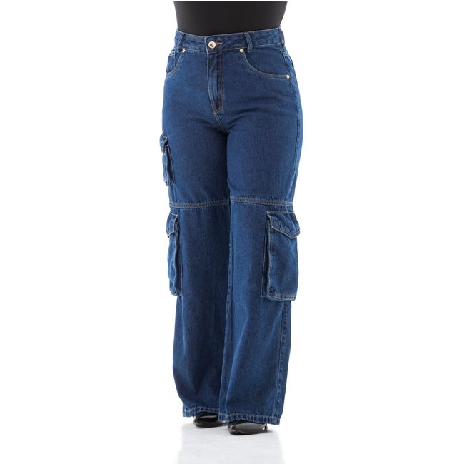 Calça Jeans Feminina Arauto Wide Cargo