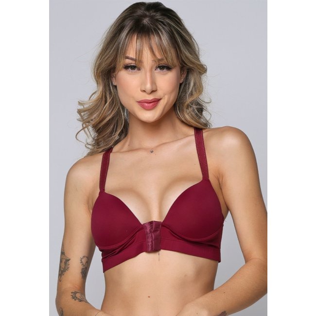 Soutien Feminino Bella Fiore Modas Lingerie com Bojo Reforçado Nadador Vinho
