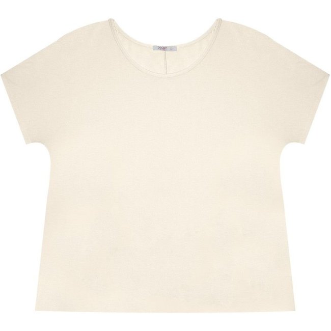 Blusa Manga Curta Feminina Plus Size Secret Glam Bege