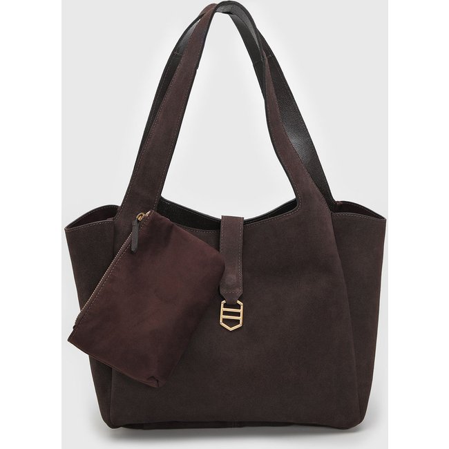 Bolsa Feminina com Necessaire Arezzo Grande Detalhe Metálico Marrom