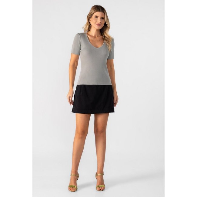 Blusa modal decote v Cinza