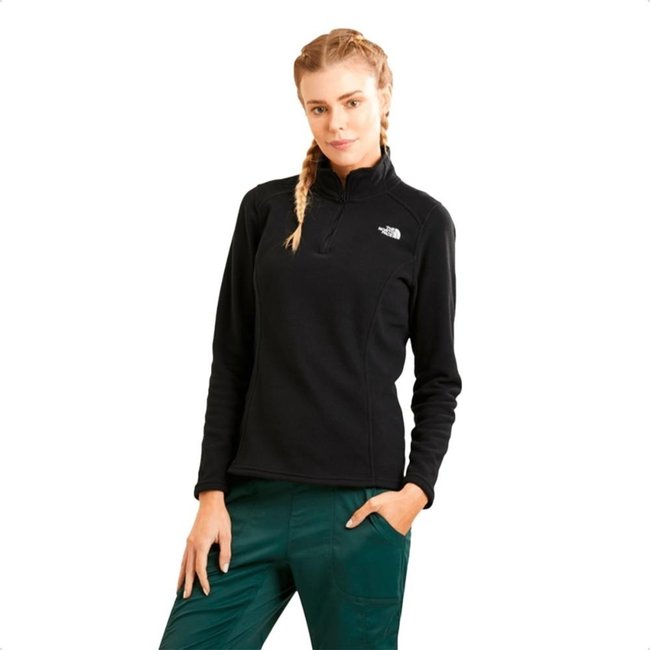 Blusa The North Face Feminina TKA 100 Fleece Glacier 1/4 Zíper Preto