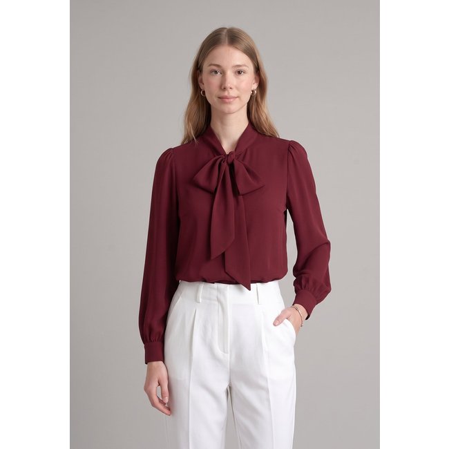 Blusa Intens Manga Longa Crepe Laço Vinho