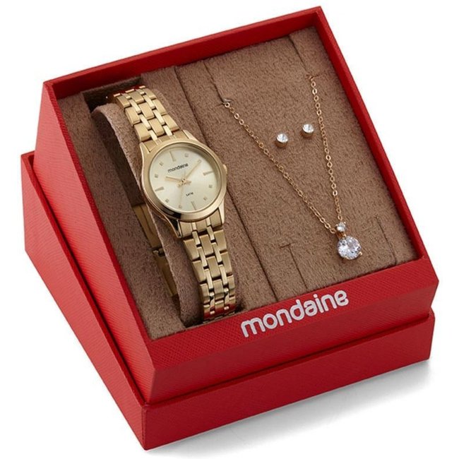 Kit Relógio Feminino Mondaine Dourado 32611LPMKDE1K1 Dourado