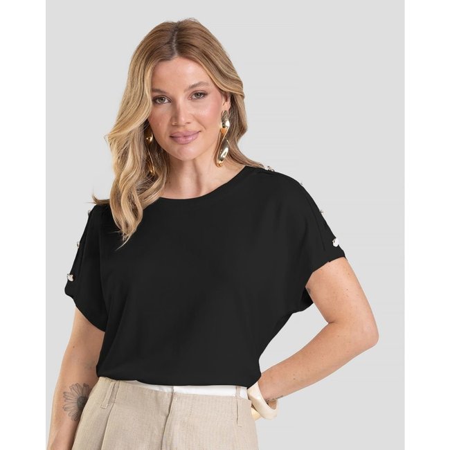Blusa Feminina Com Botões Dianna Preto