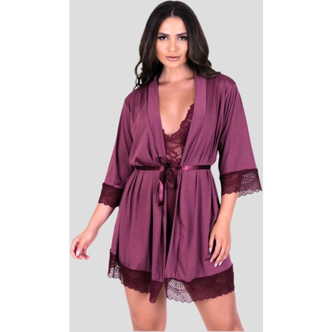 Robe Luxo Linha Noite Romantic Com Detalhe Em Renda - Vinho