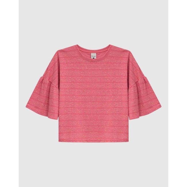 Blusa Cropped Feminina Manga Babado Em Tricô Botonê