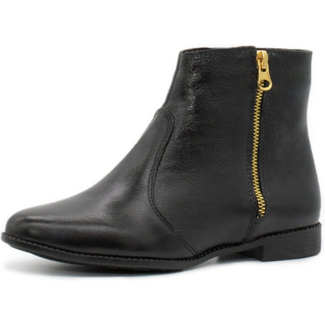 Bota Cano Curto Feminina Couro Preto Ziper Tellini Store