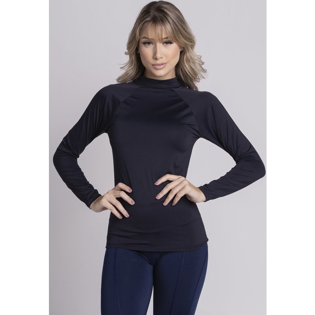Camisa Feminina Bella Fiore Modas Térmica Poliéster UV Segunda Pele Preto